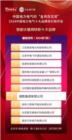 喜訊 威勝集團榮獲2024中國電力電氣“智能計量周轉櫃十大品牌”榮譽